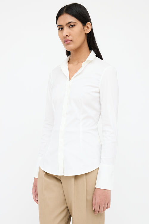 Brunello Cucinelli White Fitted Button Up Shirt