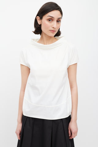 Brunello Cucinelli White Folded Bateau Top