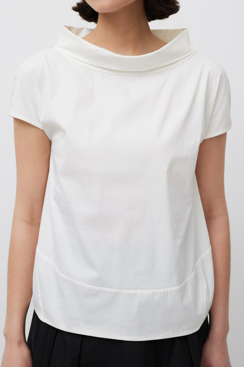 Brunello Cucinelli White Folded Bateau Top