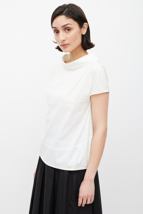 Brunello Cucinelli White Folded Bateau Top