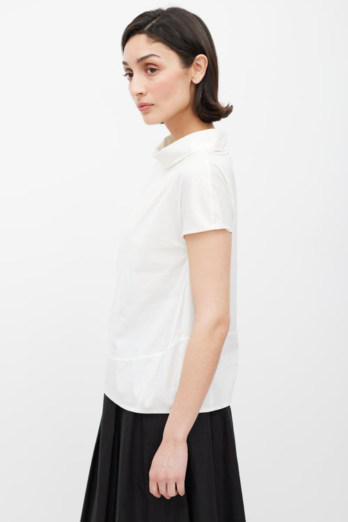 Brunello Cucinelli White Folded Bateau Top