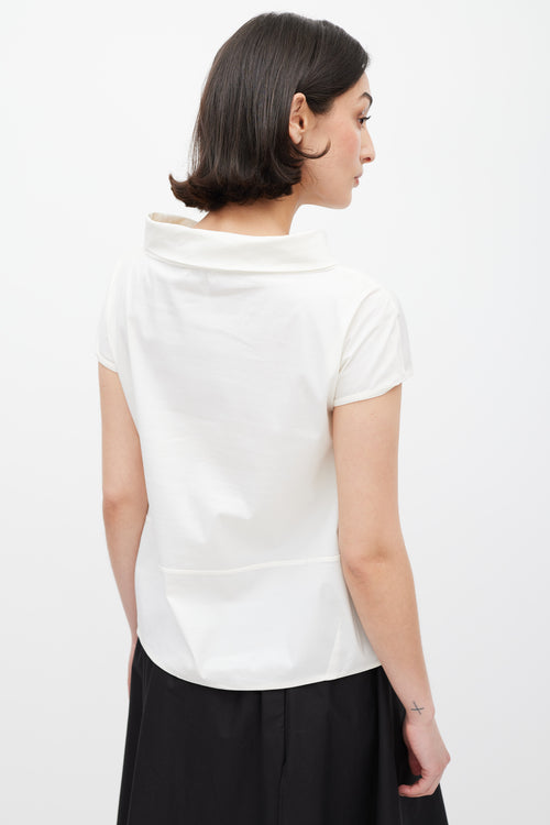 Brunello Cucinelli White Folded Bateau Top