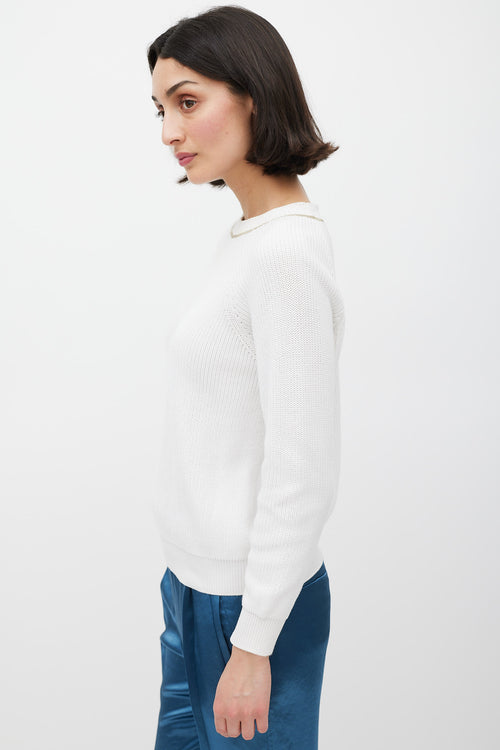 Brunello Cucinelli White 
Gold Monili Knit Sweater