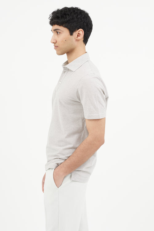 Brunello Cucinelli White 
Grey Striped Polo