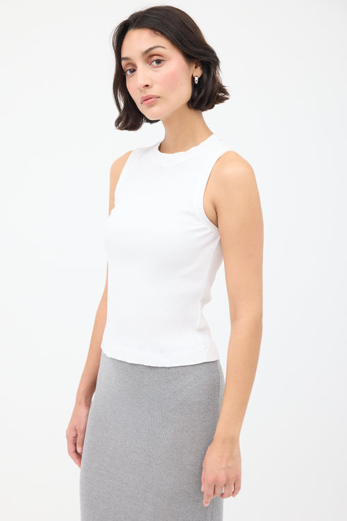 Brunello Cucinelli White Monili Trim Ribbed Tank Top