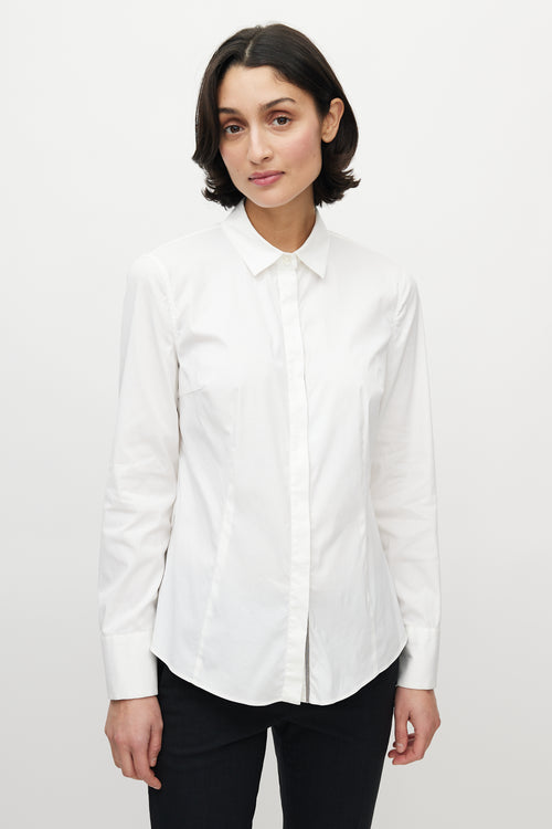 Brunello Cucinelli White Monili Trim Shirt