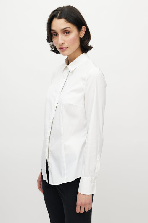 Brunello Cucinelli White Monili Trim Shirt