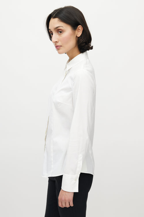 Brunello Cucinelli White Monili Trim Shirt