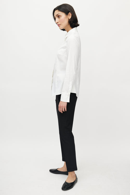 Brunello Cucinelli White Monili Trim Shirt