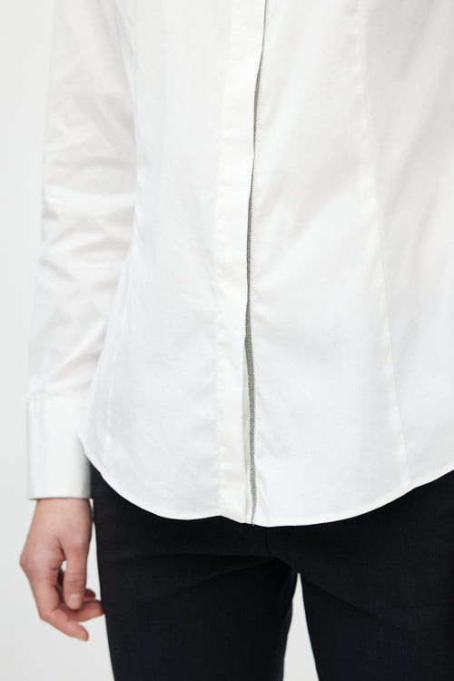 Brunello Cucinelli White Monili Trim Shirt