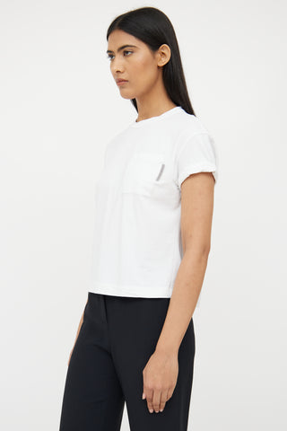 Brunello Cucinelli White Monili Short Sleeve Top