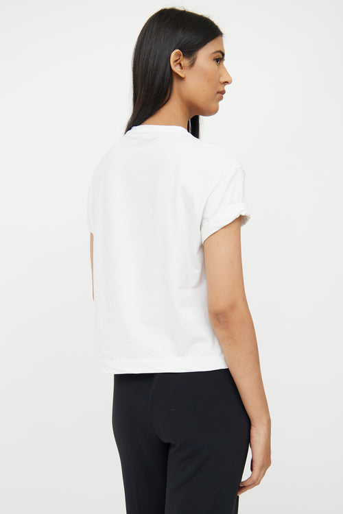 Brunello Cucinelli White Monili Short Sleeve Top