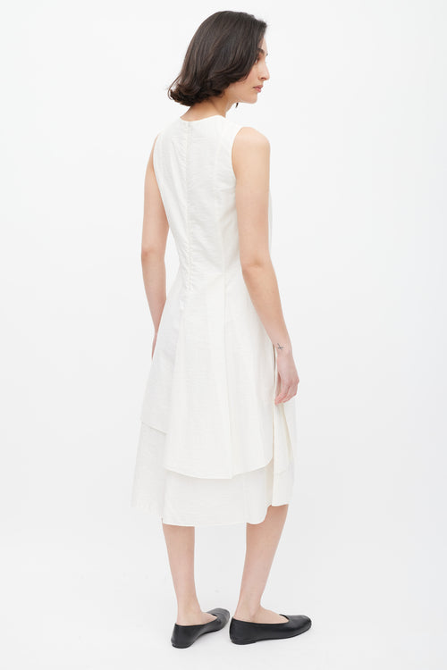 Brunello Cucinelli White Pleated Overlay Dress