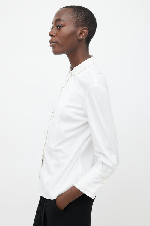 Brunello Cucinelli White Pleated Dress Shirt