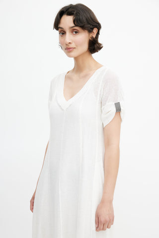 Brunello Cucinelli White Sequin Embellished Knit Dress