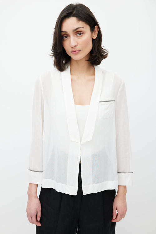 Brunello Cucinelli White Sheer Monilli Shirt