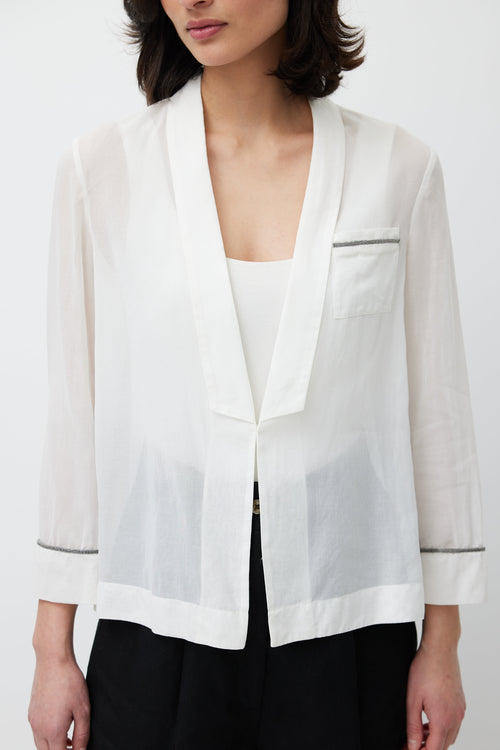 Brunello Cucinelli White Sheer Monilli Shirt