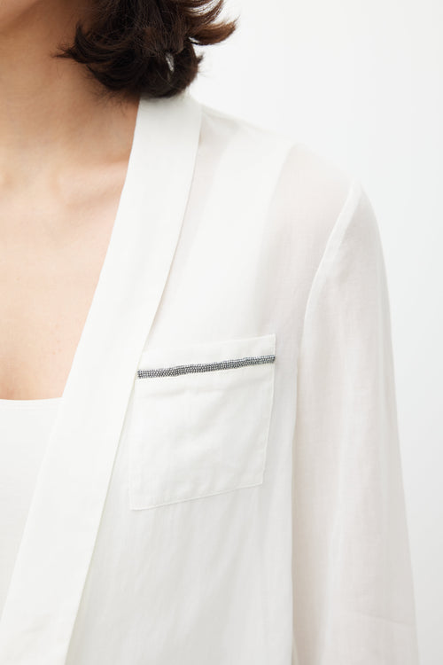 Brunello Cucinelli White Sheer Monilli Shirt