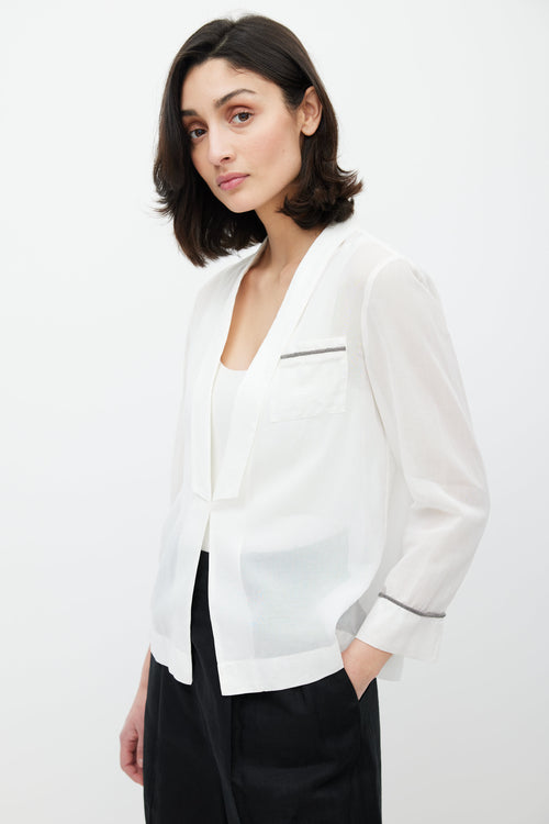 Brunello Cucinelli White Sheer Monilli Shirt