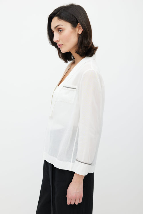 Brunello Cucinelli White Sheer Monilli Shirt