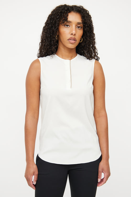 Brunello Cucinelli Cream Monili Silk Top