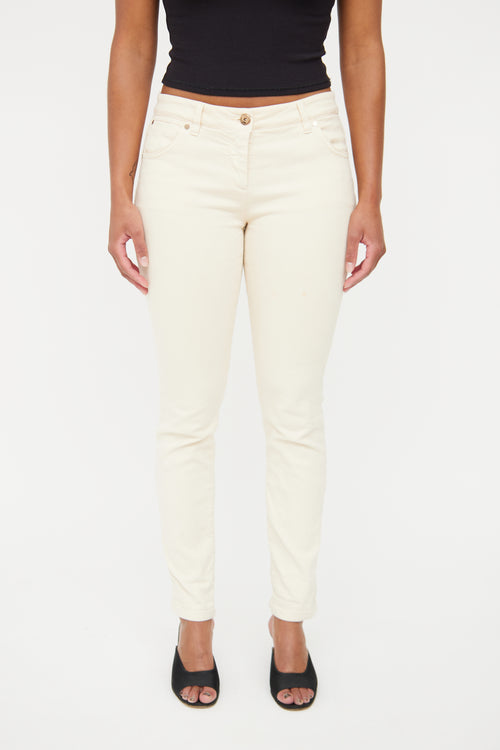 Brunello Cucinelli Cream Skinny Fit Jeans