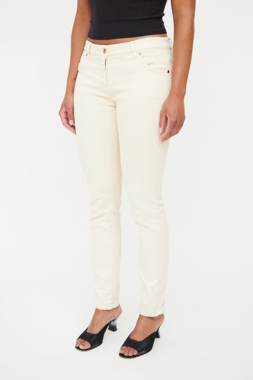 Brunello Cucinelli Cream Skinny Fit Jeans