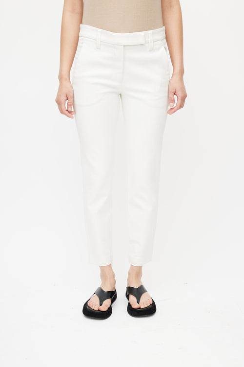 Brunello Cucinelli White Slim Leg Trouser