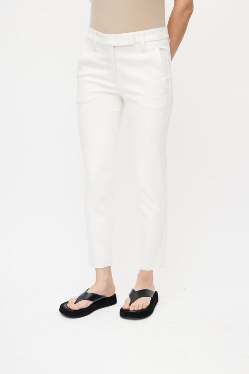 Brunello Cucinelli White Slim Leg Trouser