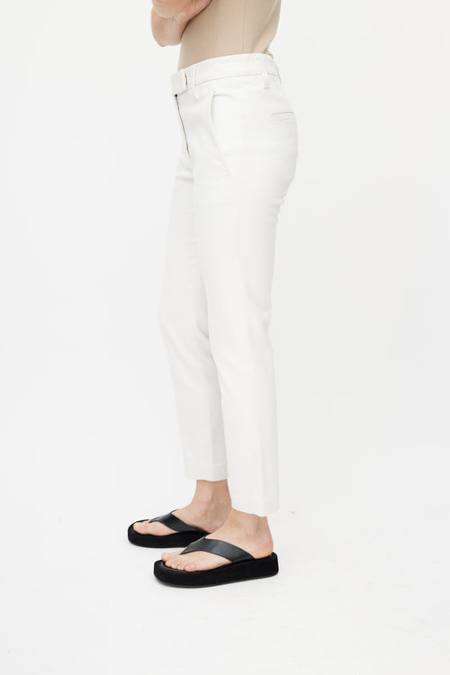 Brunello Cucinelli White Slim Leg Trouser