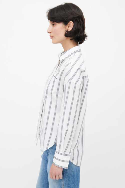 Brunello Cucinelli White 
Grey Stripe Shirt