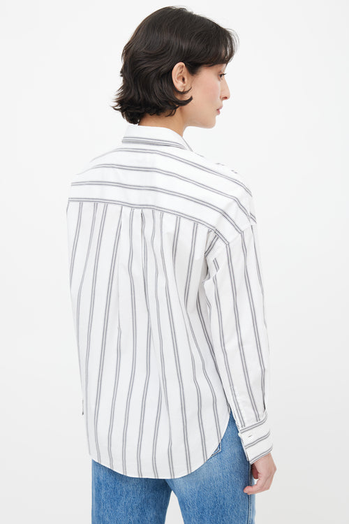 Brunello Cucinelli White 
Grey Stripe Shirt