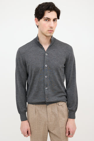 Brunello Cucinelli Wool Mock Neck Cardigan