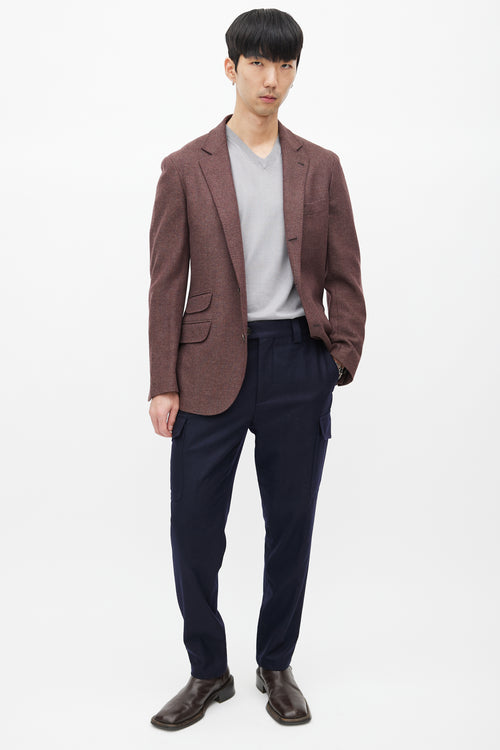 Brunello Cucinelli Brown Wool Tweed Blazer