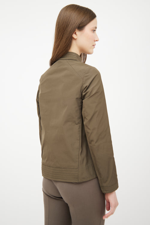 Brunello Cucinelli Green Nylon Monilli Trim Jacket