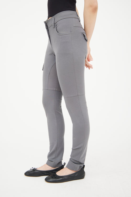 Brunello Cucinelli Grey Panelled Skinny Cargo Trouser