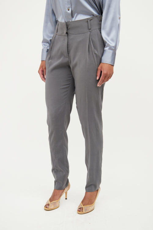 Brunello Cucinelli Grey Silk  Pant