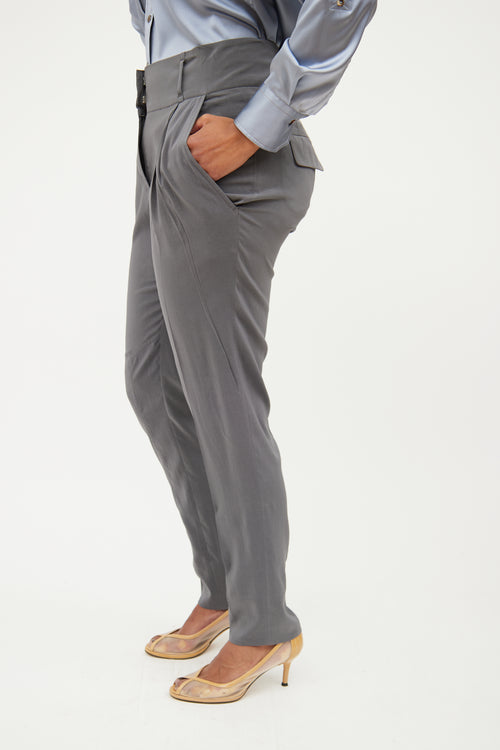 Brunello Cucinelli Grey Silk  Pant