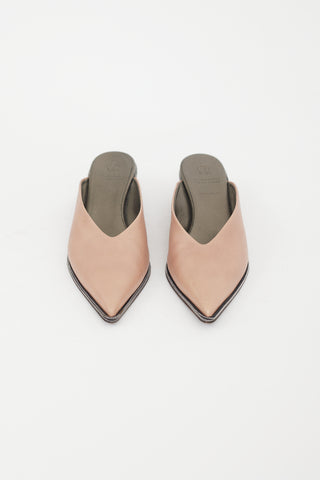 Brunello Cucinelli Beige Leather Pointed Toe Mule