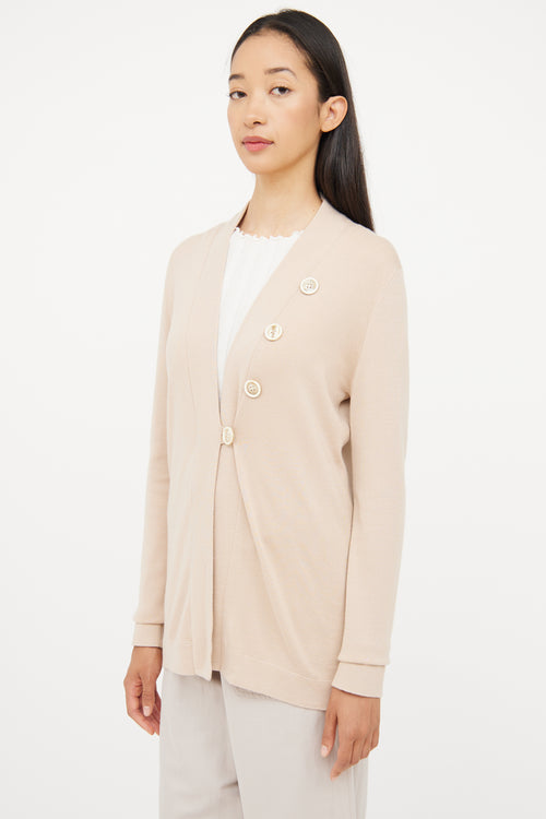 Brunello Cucinelli Beige Button Long Sleeve Cardigan