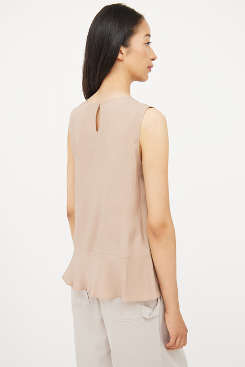 Brunello Cucinelli Beige Silk Sleeveless Blouse