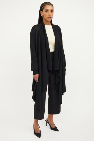 Jil Sander Black Cashmere Wool Open Cardigan