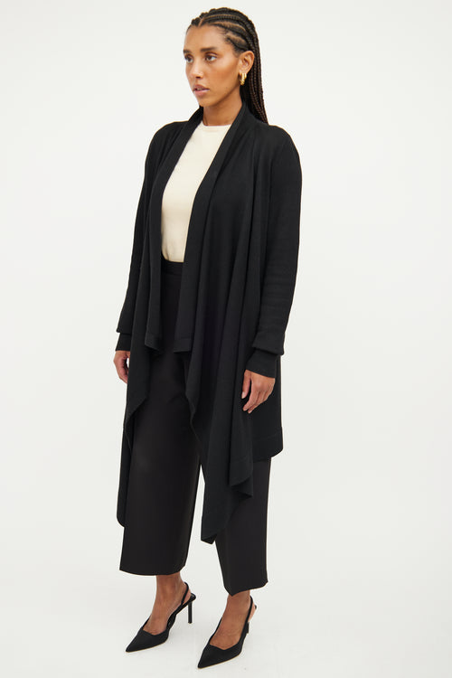 Jil Sander Black Cashmere Wool Open Cardigan