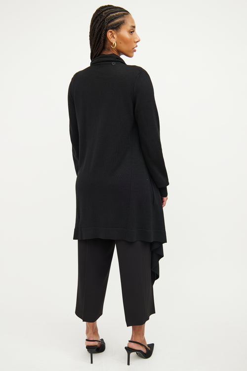 Jil Sander Black Cashmere Wool Open Cardigan