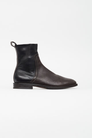 Brunello Cucinelli Black 
Brown Ankle Boot