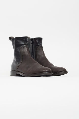 Brunello Cucinelli Black 
Brown Ankle Boot