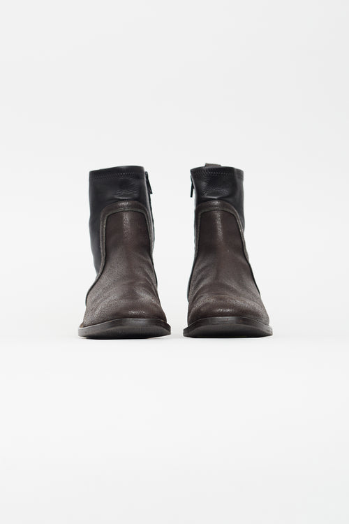 Brunello Cucinelli Black 
Brown Ankle Boot