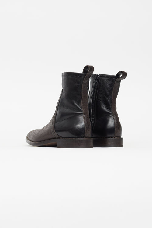 Brunello Cucinelli Black 
Brown Ankle Boot