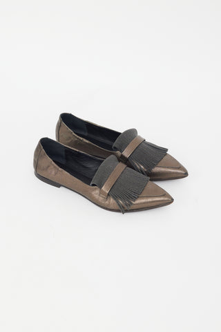 Brunello Cucinelli Brown Metallic Monili Fringe Loafer