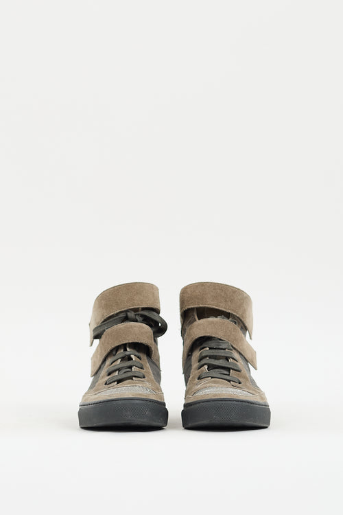 Brunello Cucinelli Brown Suede Monili High Top Sneaker